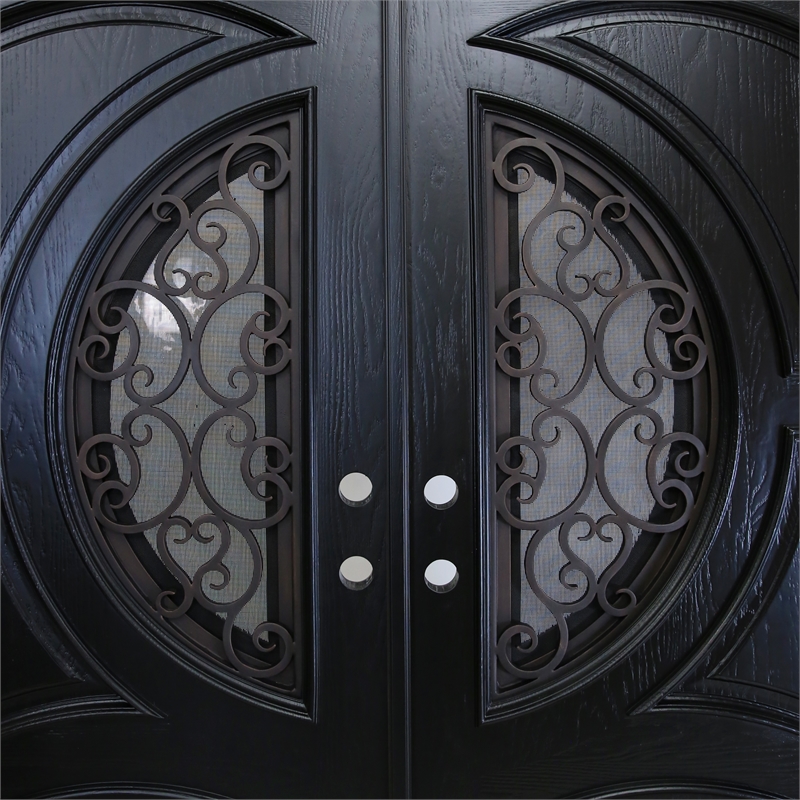 KaMic Polyurethane Swing Exterior Door with Left-Hand Double Inward in Espresso