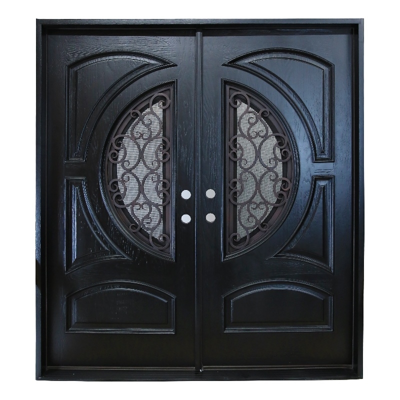 KaMic Polyurethane Swing Exterior Door with Left-Hand Double Inward in Espresso