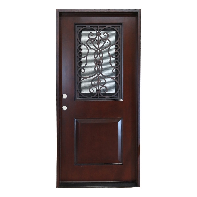 KaMic Polyurethane Swing Door with Right-Hand Single Inward in Dark Walnut