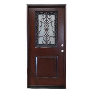 KaMic Polyurethane Swing Door with Left-Hand Single Inward in Dark Walnut