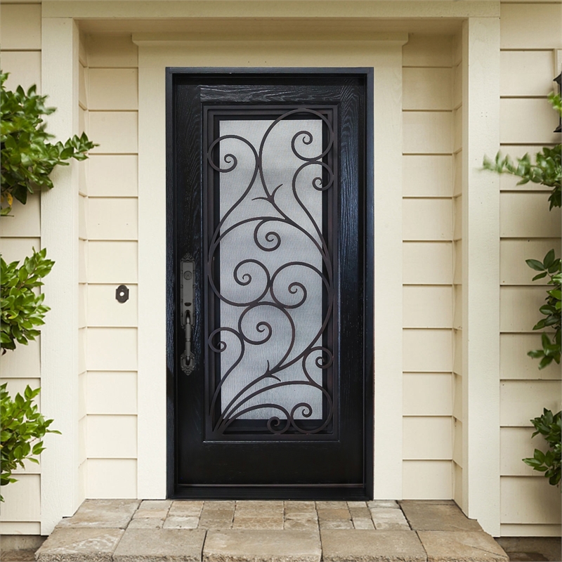 KaMic Polyurethane Swing Door with Right-Hand Single Inward in Espresso