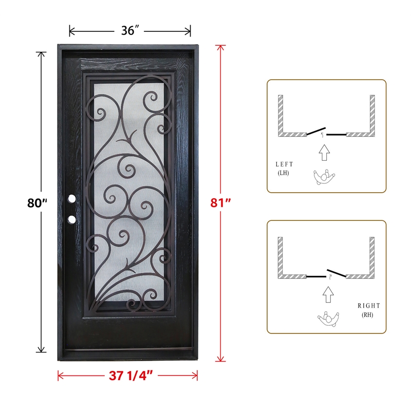 KaMic Polyurethane Swing Door with Right-Hand Single Inward in Espresso