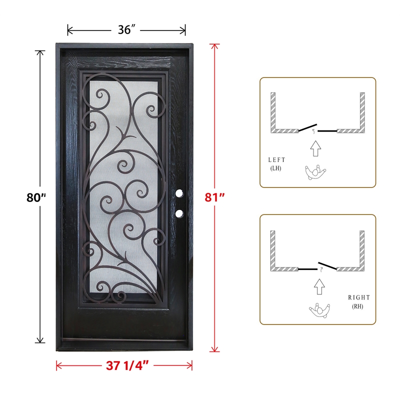 KaMic Polyurethane Swing Door with Left-Hand Single Inward in Espresso