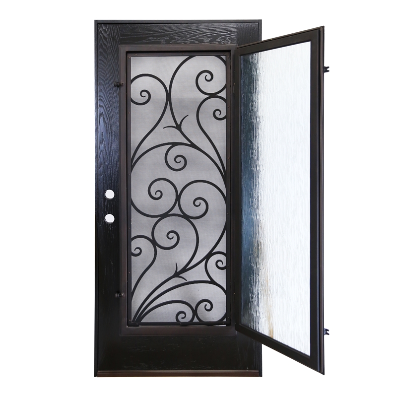KaMic Polyurethane Swing Door with Left-Hand Single Inward in Espresso