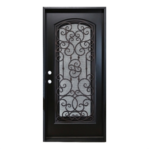 KaMic Polyurethane Swing Exterior Door with Right-Hand Single Inward in Espresso