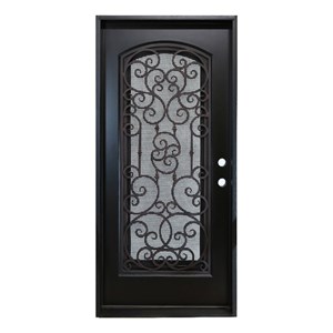 KaMic Polyurethane Swing Exterior Door with Left-Hand Single Inward in Espresso
