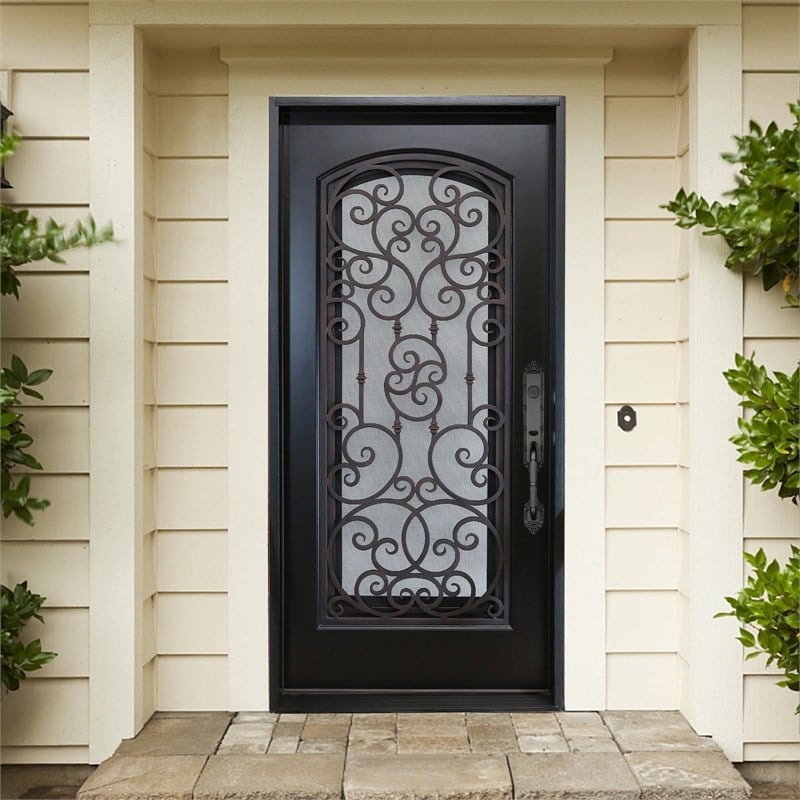 KaMic Polyurethane Swing Exterior Door with Left-Hand Single Inward in Espresso