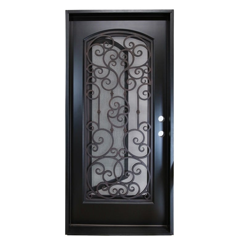 KaMic Polyurethane Swing Exterior Door with Left-Hand Single Inward in Espresso