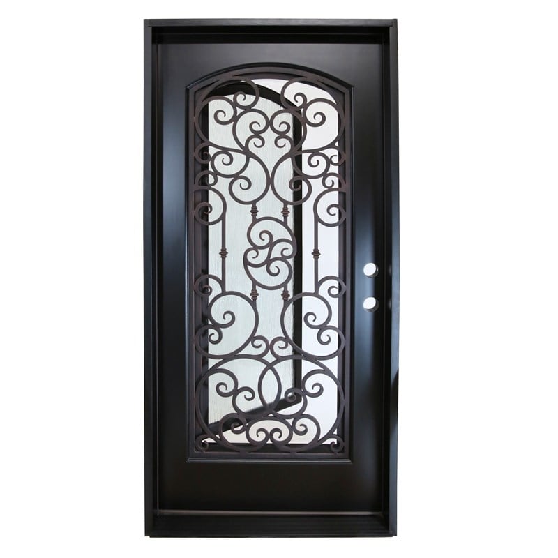 KaMic Polyurethane Swing Exterior Door with Left-Hand Single Inward in Espresso