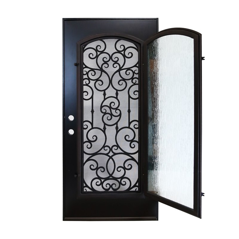 KaMic Polyurethane Swing Exterior Door with Left-Hand Single Inward in Espresso