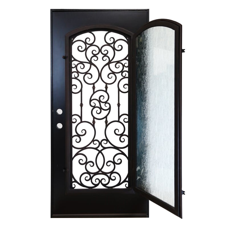 KaMic Polyurethane Swing Exterior Door with Left-Hand Single Inward in Espresso