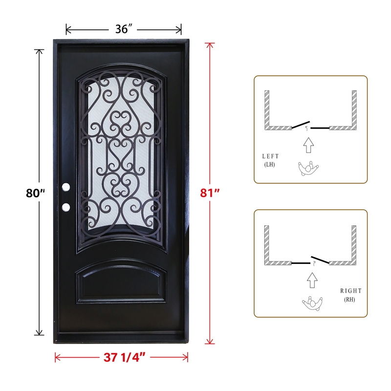 KaMic Polyurethane Swing Door with Right-Hand Single Inward in Espresso
