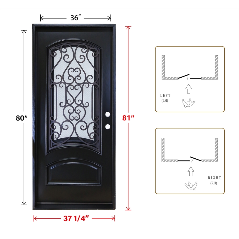 KaMic Polyurethane Swing Door with Left-Hand Single Inward in Espresso