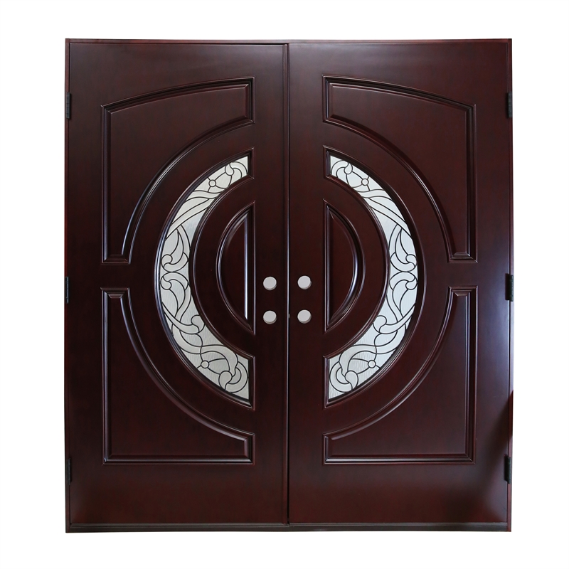 KaMic Polyurethane Swing Door with Left-Hand Double Inward in Dark Walnut