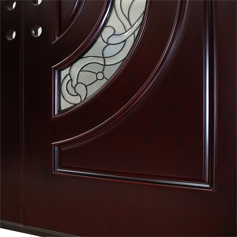 KaMic Polyurethane Swing Door with Left-Hand Double Inward in Dark Walnut