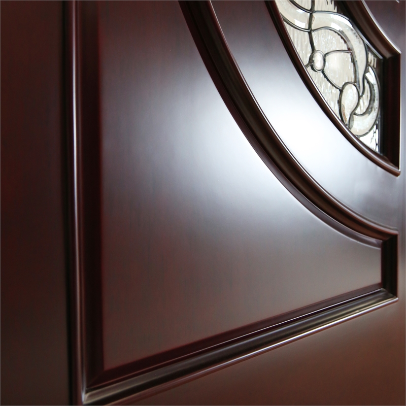 KaMic Polyurethane Swing Door with Left-Hand Double Inward in Dark Walnut