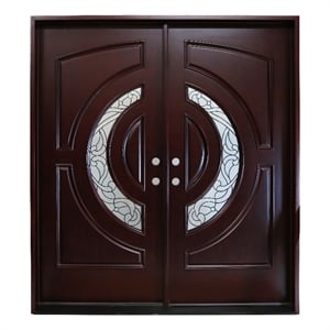 KaMic Polyurethane Swing Door with Left-Hand Double Inward in Dark Walnut