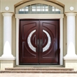 KaMic Polyurethane Swing Door with Right-Hand Double Inward in Dark Walnut