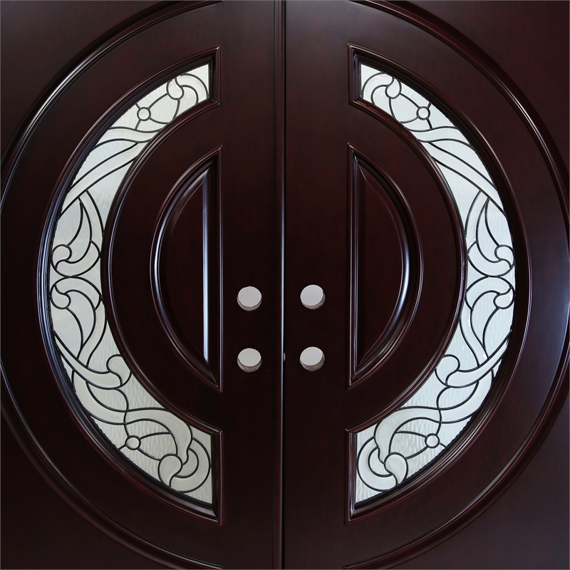 KaMic Polyurethane Swing Door with Right-Hand Double Inward in Dark Walnut