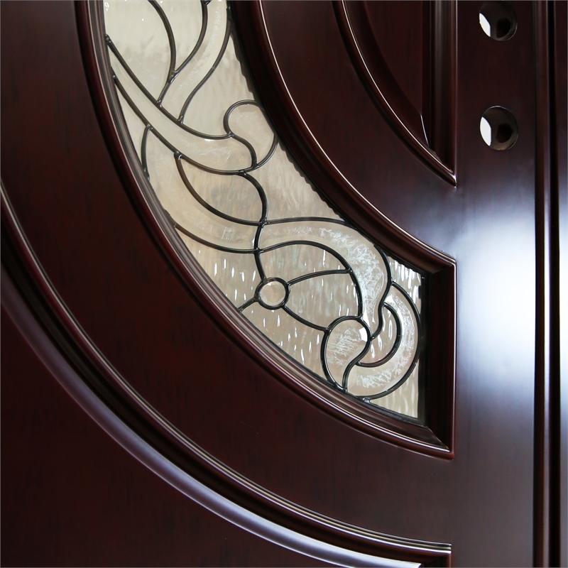 KaMic Polyurethane Swing Door with Right-Hand Double Inward in Dark Walnut