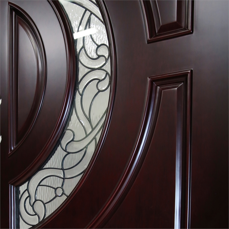 KaMic Polyurethane Swing Door with Right-Hand Double Inward in Dark Walnut