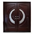 KaMic Polyurethane Swing Door with Right-Hand Double Inward in Dark Walnut