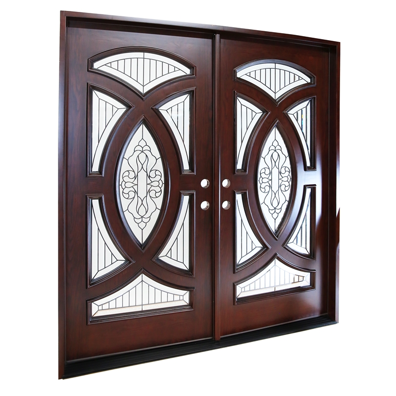KaMic Polyurethane Swing Door with Left-Hand Double Inward in Dark Walnut