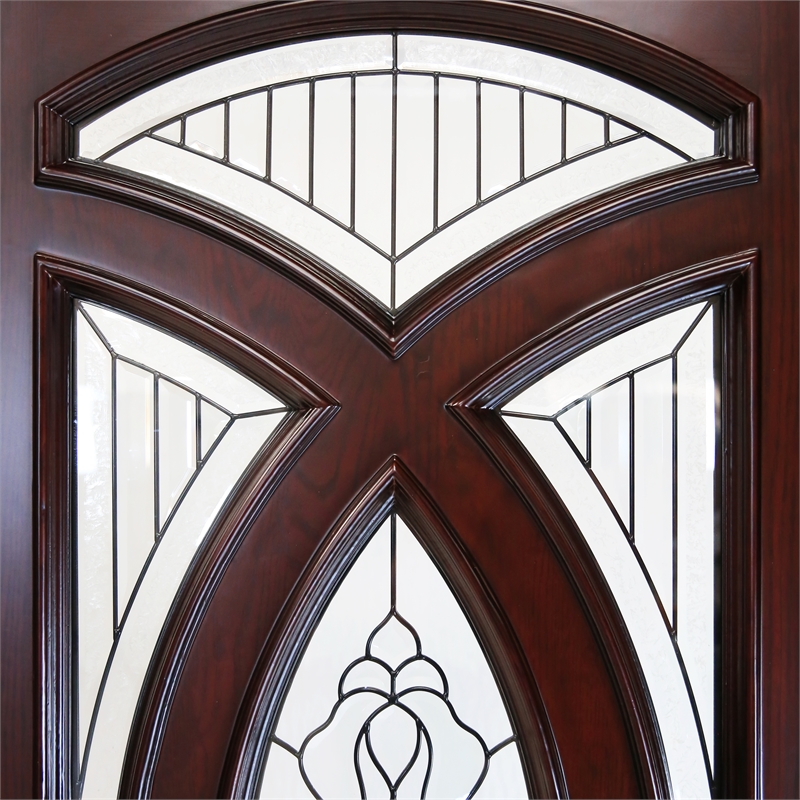 KaMic Polyurethane Swing Door with Left-Hand Double Inward in Dark Walnut