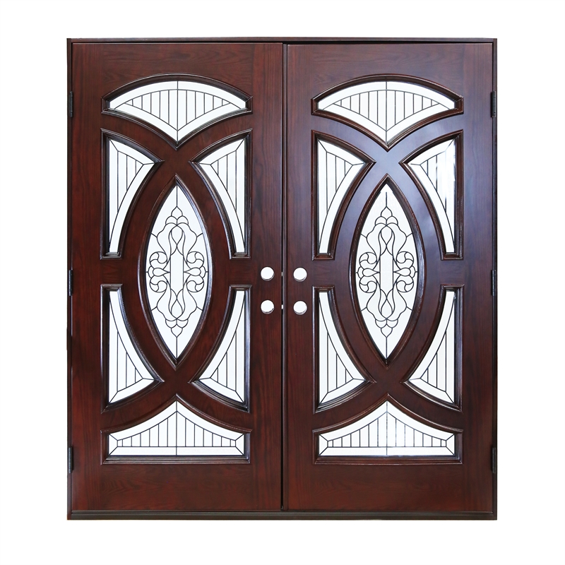 KaMic Polyurethane Swing Door with Right-Hand Double Inward in Dark Walnut