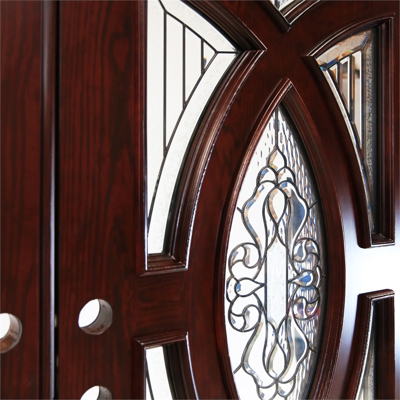 KaMic Polyurethane Swing Door with Right-Hand Double Inward in Dark Walnut