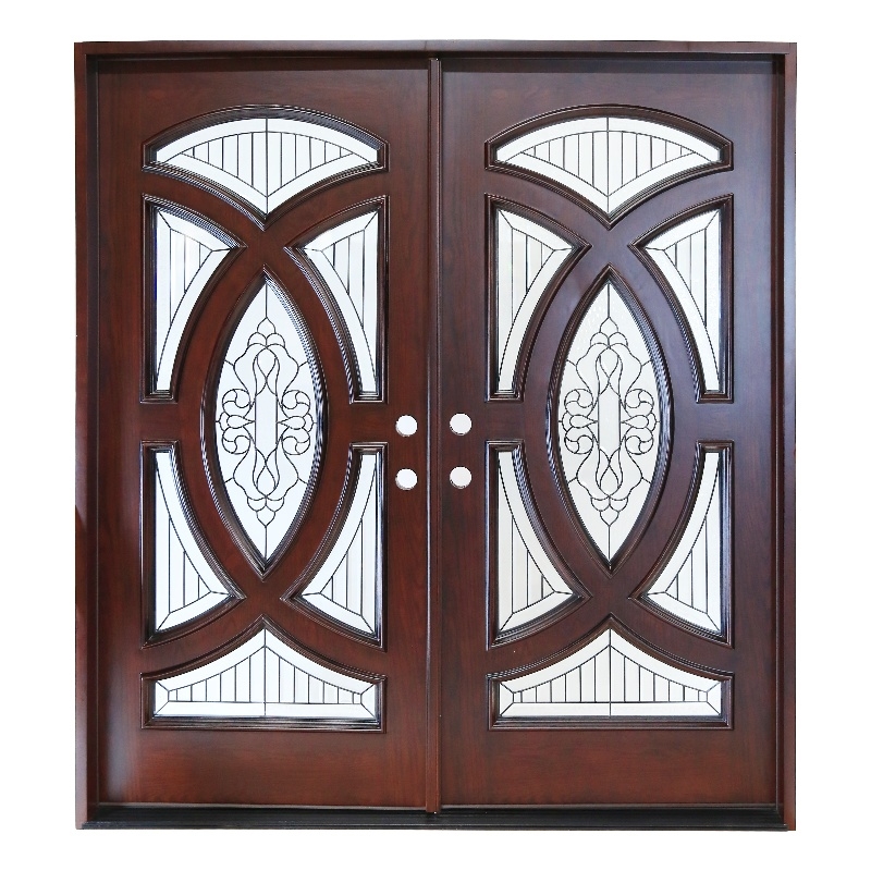 KaMic Polyurethane Swing Door with Right-Hand Double Inward in Dark Walnut