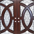 KaMic Polyurethane Swing Door with Left-Hand Double Inward in Dark Walnut