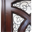 KaMic Polyurethane Swing Door with Left-Hand Double Inward in Dark Walnut