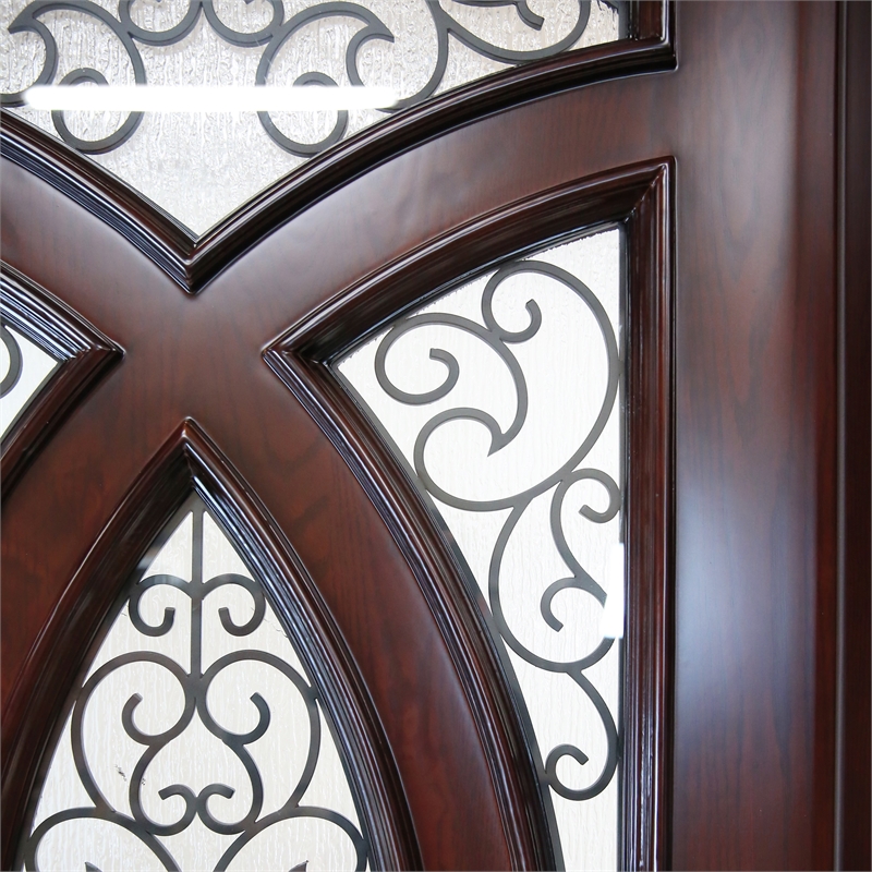 KaMic Polyurethane Swing Door with Left-Hand Double Inward in Dark Walnut