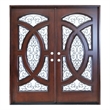 KaMic Polyurethane Swing Door with Left-Hand Double Inward in Dark Walnut