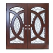 KaMic Polyurethane Swing Door with Right-Hand Double Inward in Dark Walnut