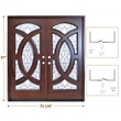 KaMic Polyurethane Swing Door with Right-Hand Double Inward in Dark Walnut