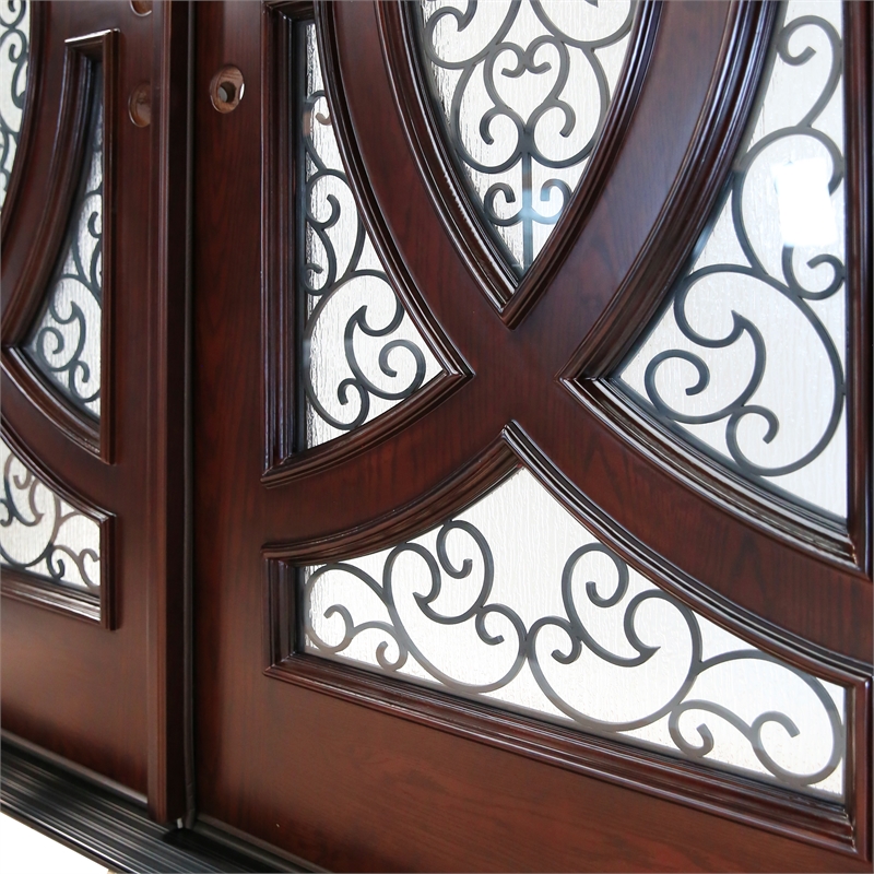 KaMic Polyurethane Swing Door with Right-Hand Double Inward in Dark Walnut