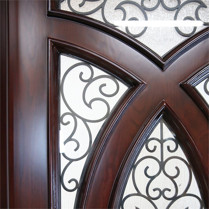 KaMic Polyurethane Swing Door with Right-Hand Double Inward in Dark Walnut