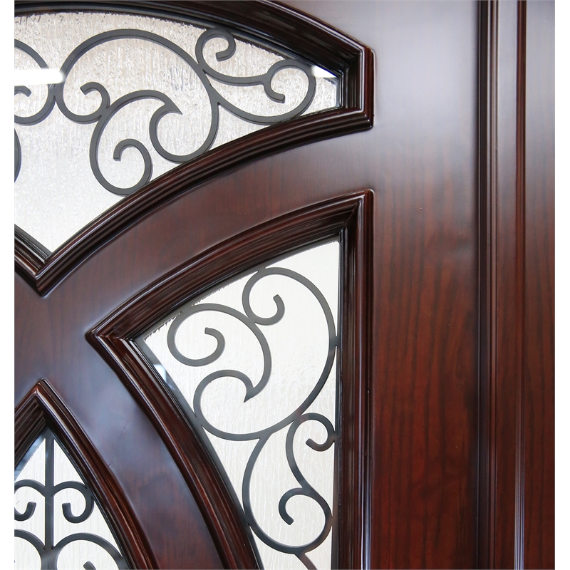 KaMic Polyurethane Swing Door with Right-Hand Double Inward in Dark Walnut