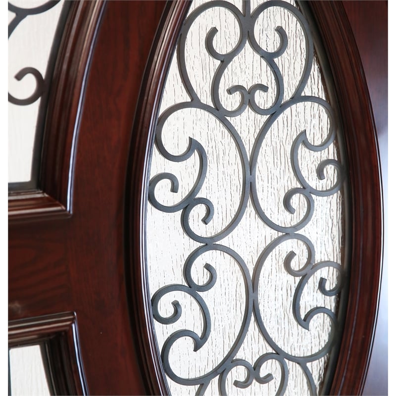 KaMic Polyurethane Swing Door with Right-Hand Double Inward in Dark Walnut