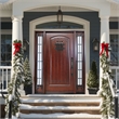 KaMic Polyurethane Swing Exterior Single Door with Left-Hand in Dark Walnut