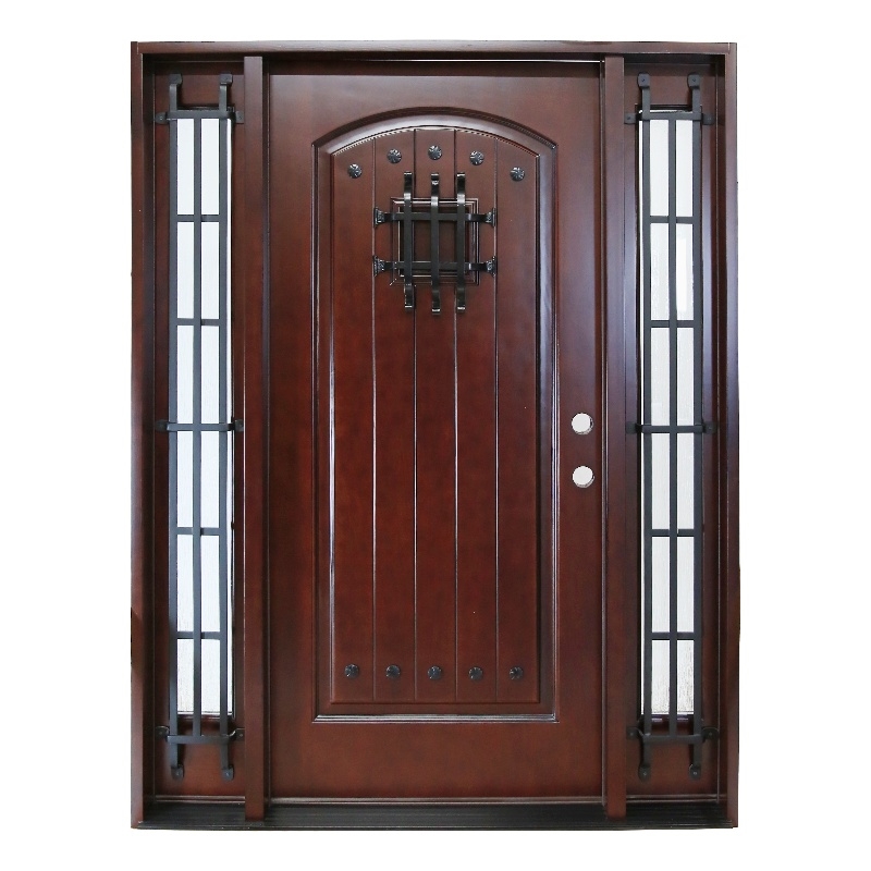 KaMic Polyurethane Swing Exterior Single Door with Left-Hand in Dark Walnut