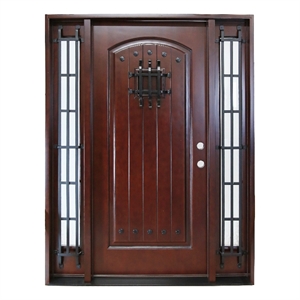 KaMic Polyurethane Swing Exterior Single Door with Left-Hand in Dark Walnut