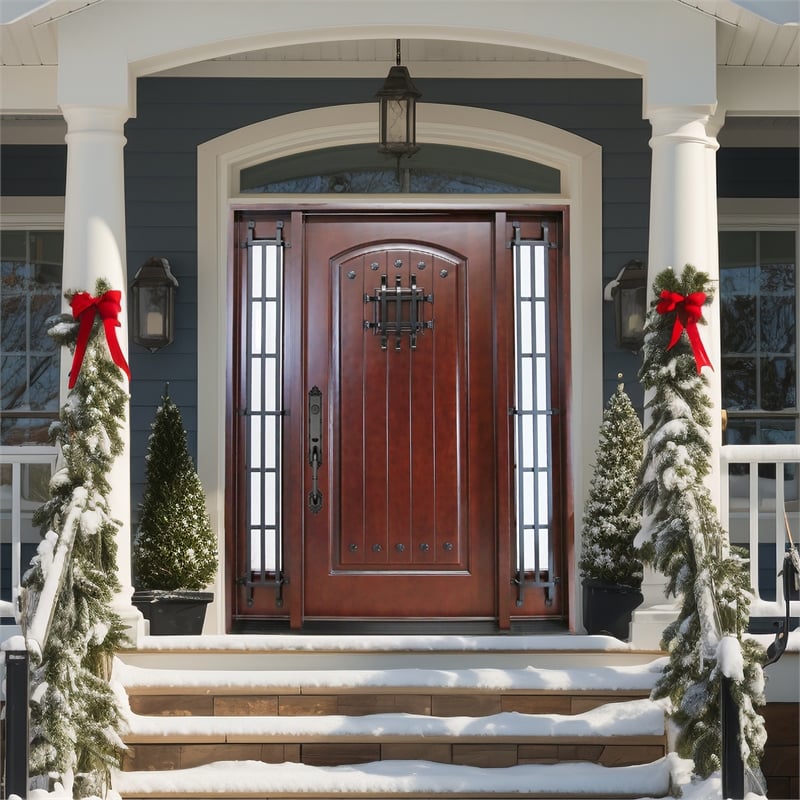 KaMic Polyurethane Swing Exterior Single Door with Right-Hand in Dark Walnut