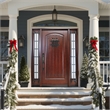 KaMic Polyurethane Swing Exterior Single Door with Right-Hand in Dark Walnut