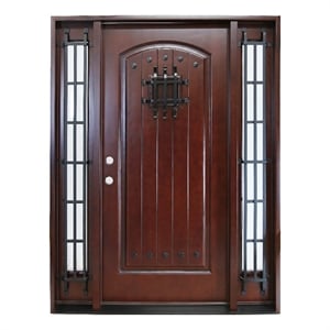 KaMic Polyurethane Swing Exterior Single Door with Right-Hand in Dark Walnut