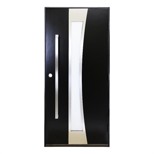 KaMic 36x80&quot Polyurethane Swing Door with Right-Hand Single Inward in Black