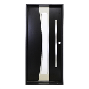 KaMic 36x80&quot Polyurethane Swing Door with Left-Hand Single Inward in Black