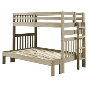 my bed now olympus twin-over-full solid wood bunk bed with ladder in slate brown